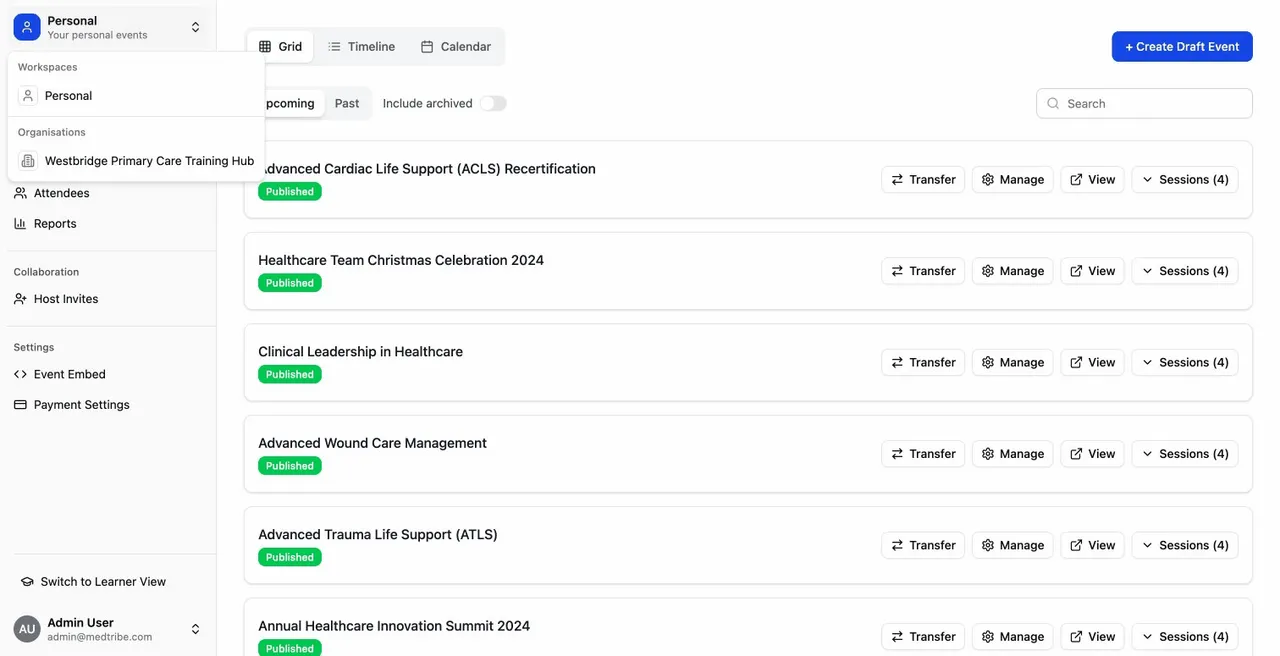 Workspace switcher in sidebar